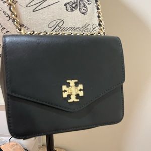 Tory Burch, small crossbody Saffiano Purse black